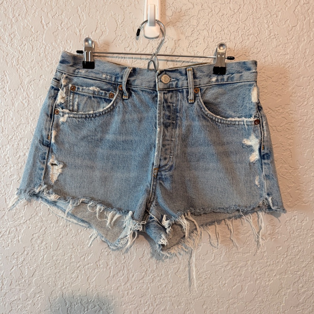 AGOLDE Parker Distressed Denim Shorts 26 Festival Boho Summer A9032-1206